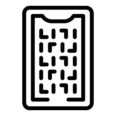 Dijital anahtar akıllı telefon ikonu ana hatları vektörü. Bozuk bilgisayar. Alarm hatası