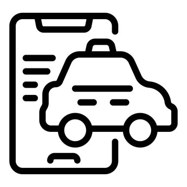 Hızlı uygulama taksi servis simgesi ana hatları vektörü. Servis şehri. Taksi sürücüsü