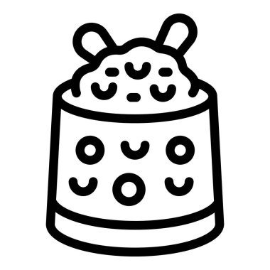 Yemek latte ikonu ana hatları vektörü. Kremalı kafe kupası. Seramik mevsimlik