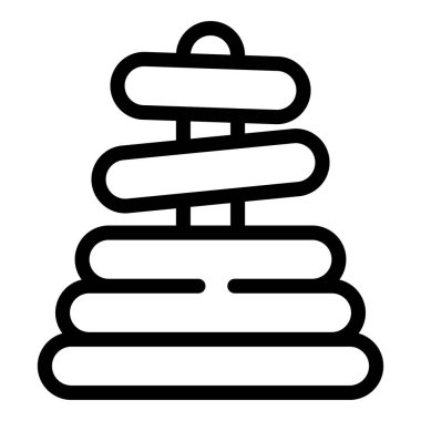 Bebek oyuncak piramit ikonu ana hatları vektörü. Bakım odası. Çocuk bakımı oyunu