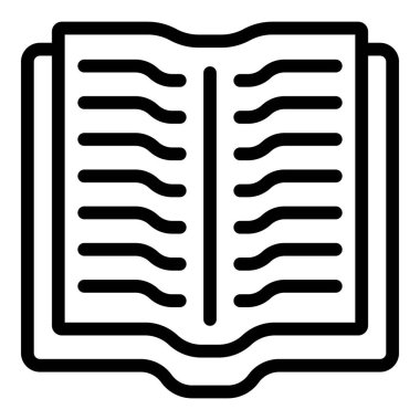 Yeni açık kitap simgesi ana hatları vektörü. Hikaye verileri. Yığın doğrusal