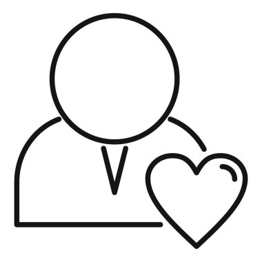 Sosyal kişi sevgisi ikonu ana hatları vektörü. İş ortağı yardımı. El sıkışalım.