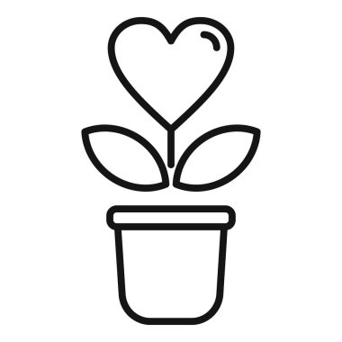 Bitki yetiştirme sevgisi ikonu ana hatları vektörü. Bakım servisi. Dayanışma dostum.