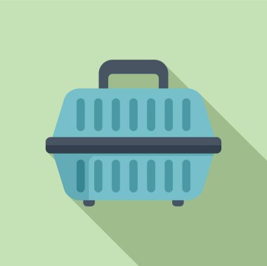 Hayvan seyahat kutusu simgesi düz vektör. Bakım ilacı. Veteriner kliniği yardımı