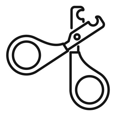 Evcil hayvan makasları ikon ana hatları vektörü. Hayvan servisi. Hayvan veterineri kliniği