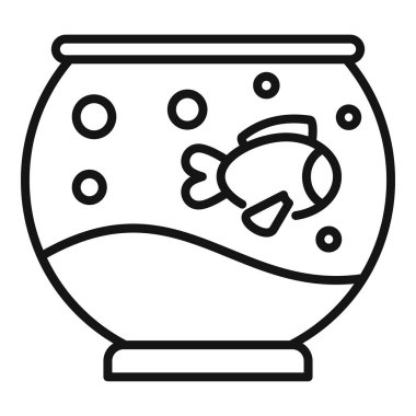 Akvaryum balık ikonu ana hatları vektörü. Besleme servisi. Doktor hayvan.