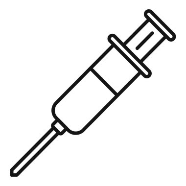 Şırınga hayvan enjeksiyon ikonu ana hatları vektörü. Veteriner yardımı. Hasta işlemi