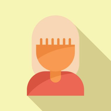 Avatar baş kuaför ikonu düz vektör. Örnek insan. Deniz saçı genç