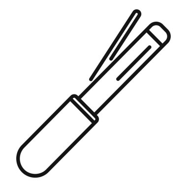 Moda saç düzleştirici ikon ana hatları vektörü. Kadın güzelliği. Şampuan satıcısı.