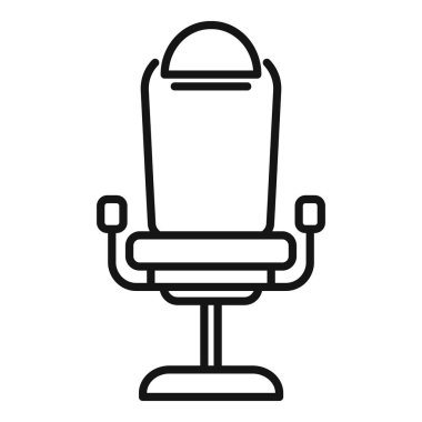 Güzellik salonu koltuğu ikon taslak vektörü. Peruk surat portresi. Erkek kısa koltuk