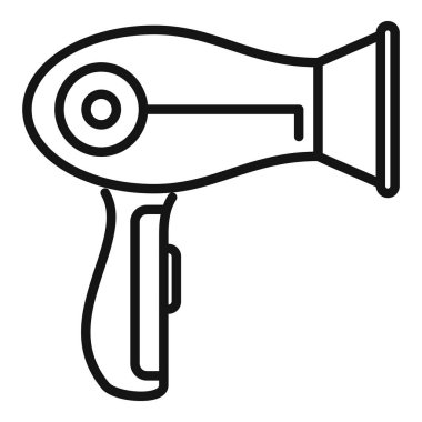 Saç kurutma ikonu ana hatları vektörü. Yüz portresi modeli. Güzellik salonu