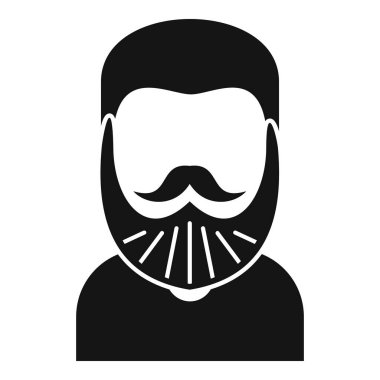 Keçi sakallı moda ikonu basit bir vektör. Hippi portresi. Gülümse olgun surat.