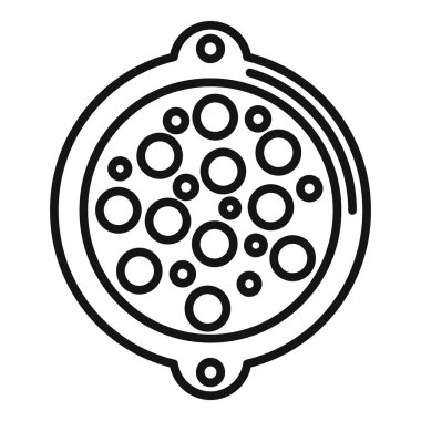 Mercimek çorbası görünümlü ikon ana hatları vektörü. Yiyecek pazarı. Organik yemek pişirmek