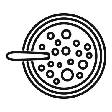 Çorba protein pazar ikonu ana hatları vektörü. Susamlı tahıl. Protein yiyeceği topla