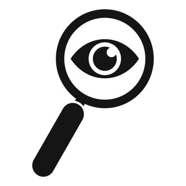 İş büyüteç simgesi basit vektörünü ara. Beyin keşfi. Görüş odağı