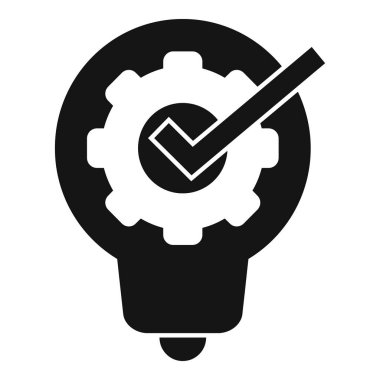 Gear, iş fikri simgesini basit bir vektör olarak onayladı. Finansal vizyon. Sonuç projesi