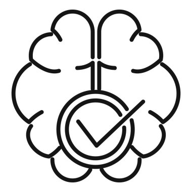 Onaylanmış beyin içgörü ikonu ana hatları vektörü. Müşteri değerlendirmesi. Veri ampul beyni