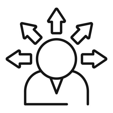 İş verileri ince simge ana hatları vektörü. Riskli bir dava. Odak denetimini gözden geçir