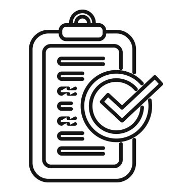 Onaylanmış pano simgesi ana hatları vektörü. Araştırmayı gözden geçir. Vizyon odak kontrolü