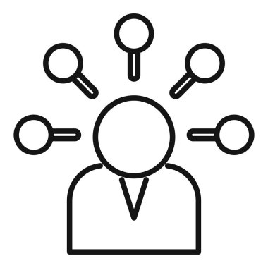 Kişi seçimi ikonu ana hatları vektörü. İş verileri. İç görü bilimi verileri