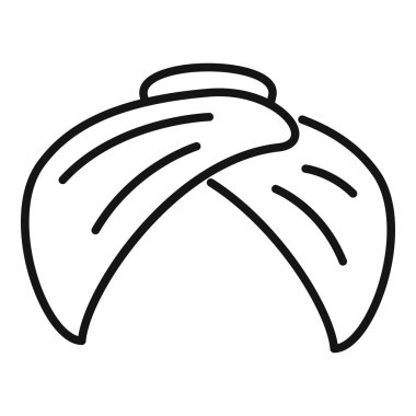 Doğulu türban ikonu ana hat vektörü. Kostüm dini. Çiftlik Hintli örtüsü