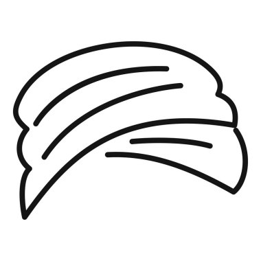 İslami türban simgesi ana hat vektörü. Örtbas kültürü. Asya doğu başlığı