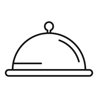 Restoran yemek tepsisi ikonu ana hatları vektörü. Emeklilik gezisi. Hizmet güvenliği