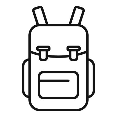 Seyahat çantası ikon ana hatları vektörü. Güvenlik koruması. Aktif finans yoga