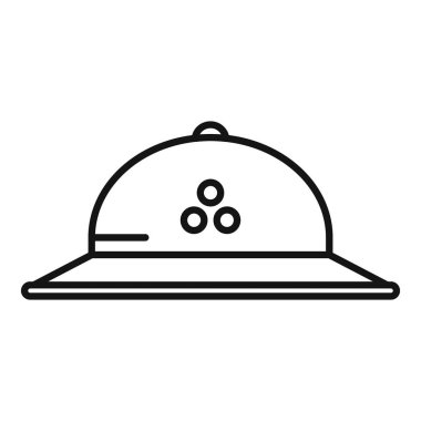 Seyahat eden güneş şapkası ikonu ana hat vektörü. Emeklilik tatili. Etkin mali kişiler