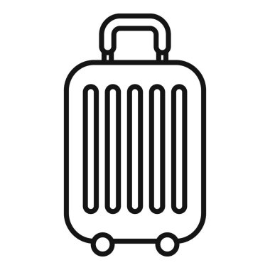 Uçak seyahat çantası ikonu ana hat vektörü. Yürüyüş servisi. Mutlu aktif kişi