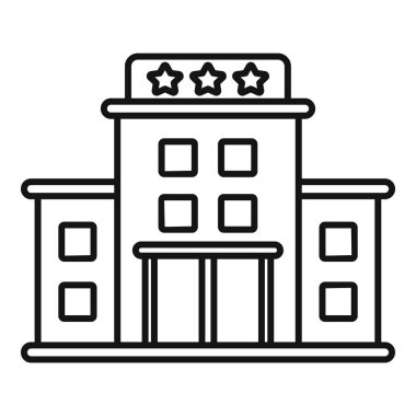 Dört yıldızlı otel ikonu ana hat vektörü. Gizli servis. Etkin kişiye dikkat et