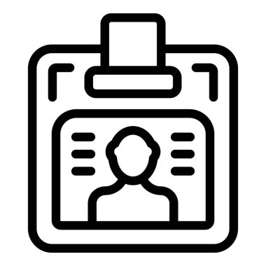 Kimlik kartı yöneticisi simgesi ana hatları vektörü. Oda sunumu. Profesyonel insanlar.