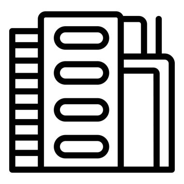 Fabrika enerji reaktörü ikon ana hatları vektörü. Kömür ekolojisi. Hidroyakıt fosili