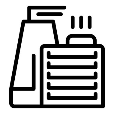 Yanan reaktör ikonu ana hatları vektörü. Atomik enerji santrali. Fabrika termal