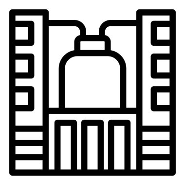 Nükleer santral ikonu ana hat vektörü. Güneş pili. Ekoloji kömürü