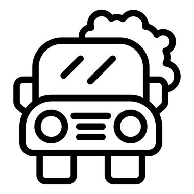 Araba dumanı ikon ana hatları vektörü. Hava kimyasal dumanı. Emisyon borusu