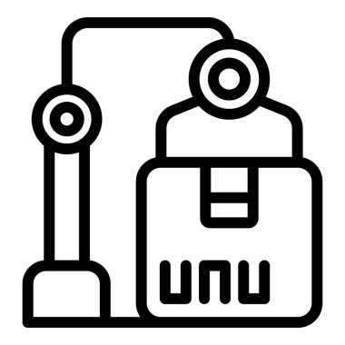 Robot el simgesi ana hat vektörü yükleniyor. Teslimat paketi. Kargo taşıyıcı