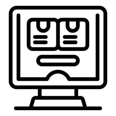 Paket yükleme simgesi ana hatları vektörü. Çatal fıçı. Mover kargo