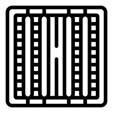 Paket konteynır simgesi ana hatları vektörü. Mal teslimatı. Doğrusal sevkiyat