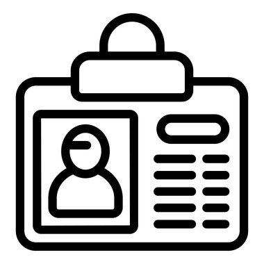 Kimlik kartı ikonu ana hatları vektörü. Palet servisi. İnce depolama