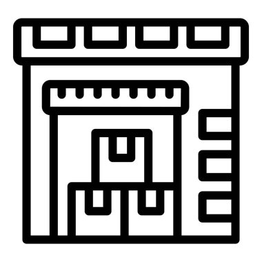 Taşıyıcı ekipman ikonu ana hatları vektörü. Teslimat paketi. Karton sevkiyat