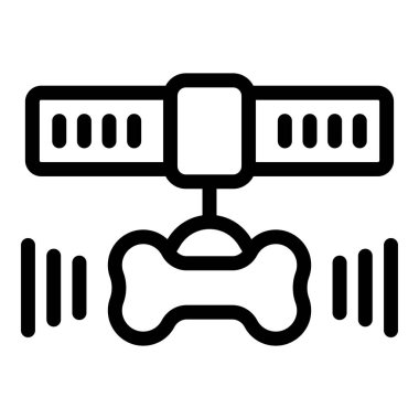 GPS hayvan takip ikonu ana hatları vektörü. Online uygulama sistemi. Alarm uygulaması çipi