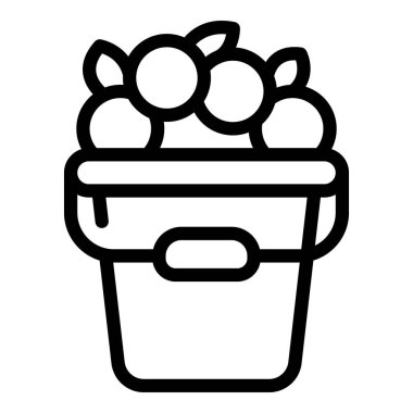 Meyve ikonu ana hatlarıyla dolu bir kova. Bahçe meyveleri diyarı. Akıllı iş