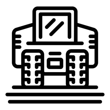 Hasat makinesi çiftlik ikonu ana hatları vektörü. Fabrika alanında çalış. Organik köy