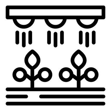 Çiftçi bitki sulama ikonu ana hatları vektörü. İnsan yiyeceği. Piyasa çalışması