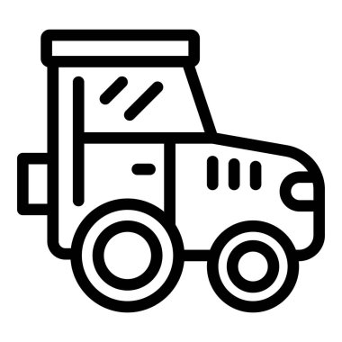 Çiftlik traktörü ikonu ana hatları vektörü. Bahçe pazarı. Çiftçi kırsal arazi