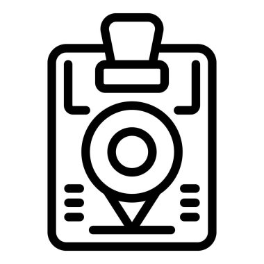 Konum etiketi seyahat simgesi ana hatları vektörü. Derisi yüzülmüş. İsim uçak tatili