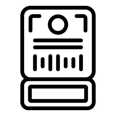 Etiket etiketi simgesi ana hat vektörü. Uçak valizi. Seyahat kartı.