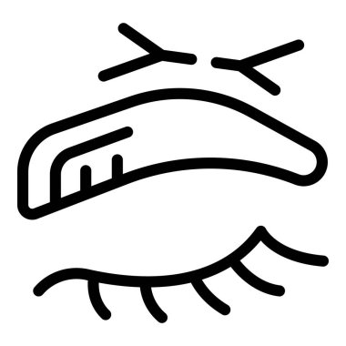 Göz düzeltme ikonu ana hat vektörü. Dikkatli yüz fırçası. Dövme kirpik gözü