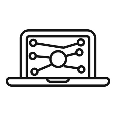 Bitcoin çevrimiçi grafik çizgileri ana hatları vektörü. Dijital para birimi. Mali diyagram